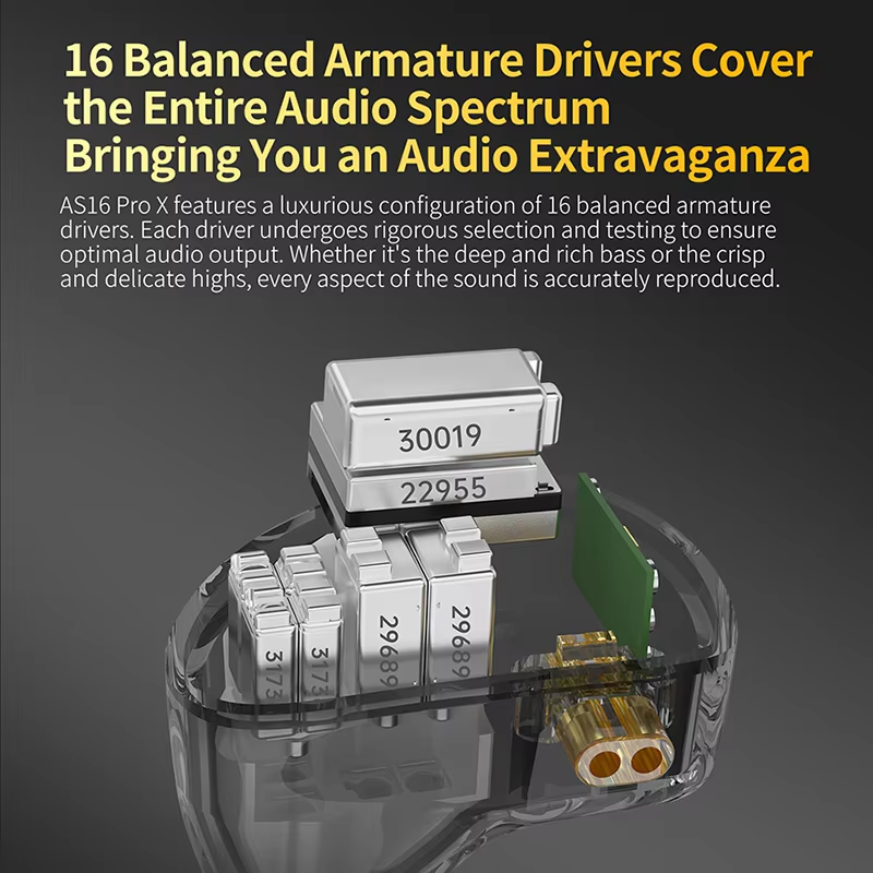 KZ AS16 PRO X in-ear headphones 8 balanced armature headphones three-channel acoustic duct structure HiFi headphones