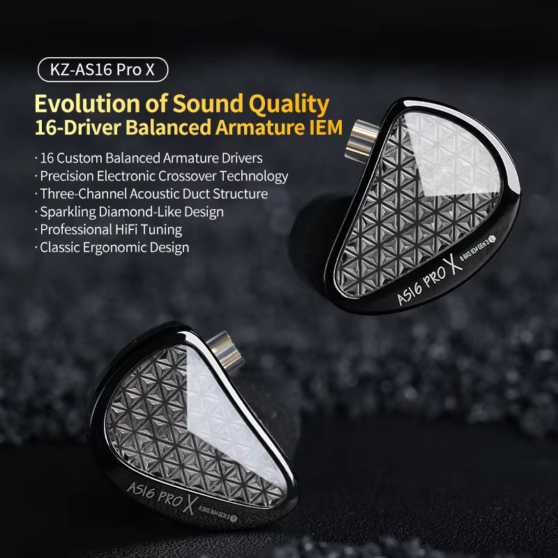 KZ AS16 PRO X in-ear headphones 8 balanced armature headphones three-channel acoustic duct structure HiFi headphones