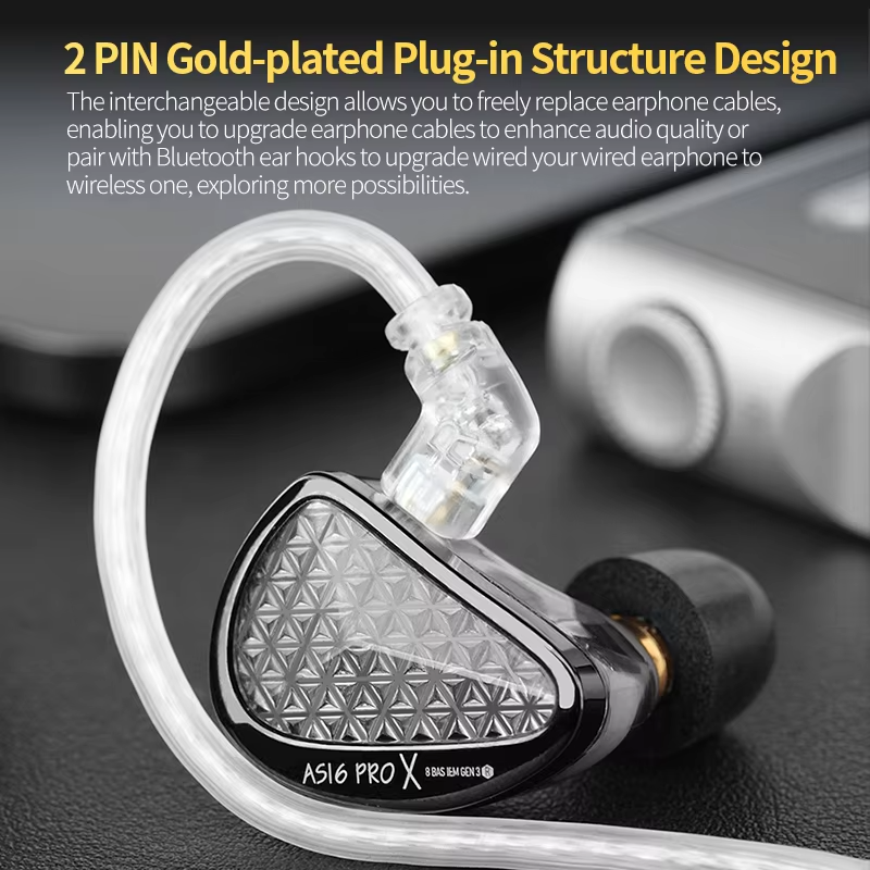 KZ AS16 PRO X in-ear headphones 8 balanced armature headphones three-channel acoustic duct structure HiFi headphones