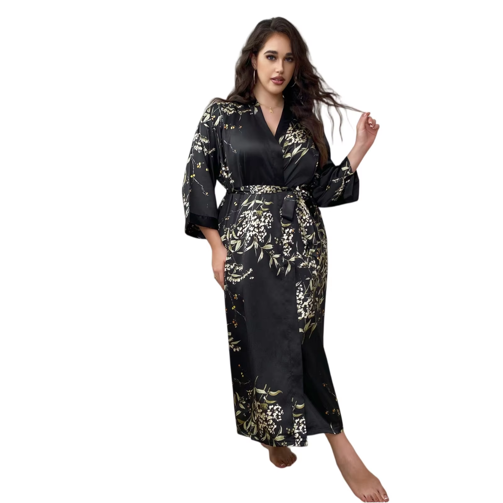 Womens Floral Robe Oversized Soft Lightweight Summer Loungewear Nightdress