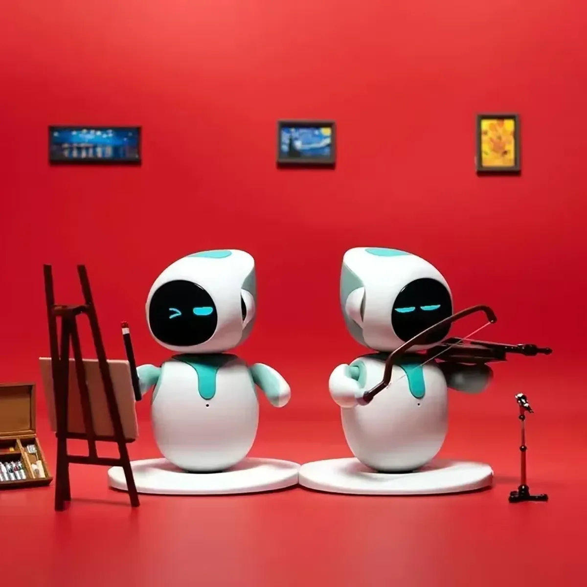 Smart robot companion with voice AI showing desktop virtual pet interaction mode