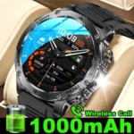 Smart watch for men showing 1.7 inch large screen and IP68 waterproof design