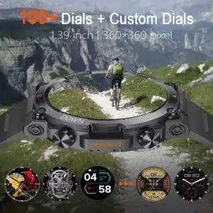 MEVADEN MD56 smartwatch with Bluetooth call and heart rate monitor on a dark background