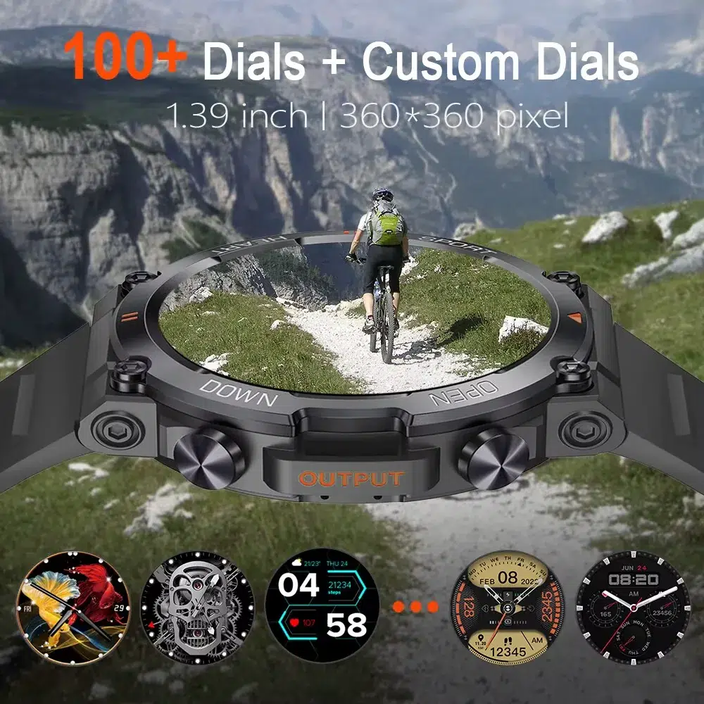 MEVADEN MD56 smartwatch with Bluetooth call and heart rate monitor on a dark background