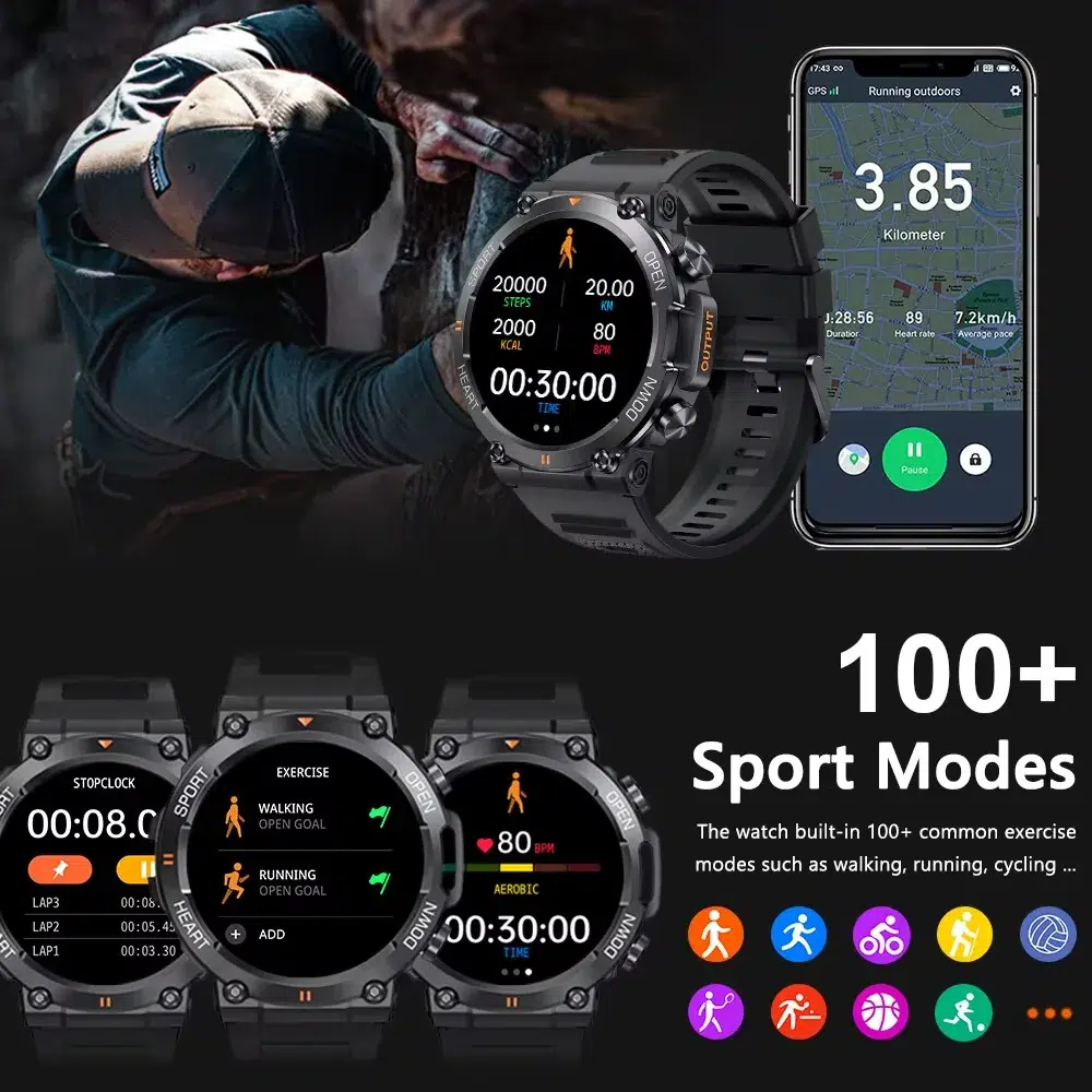MEVADEN smartwatch 400mAh battery and heart rate monitor sensor shown from the back
