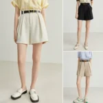 FSLE minimalist white shorts women waistband and belt detail