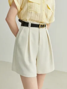 FSLE women casual shorts side view loose fit silhouette