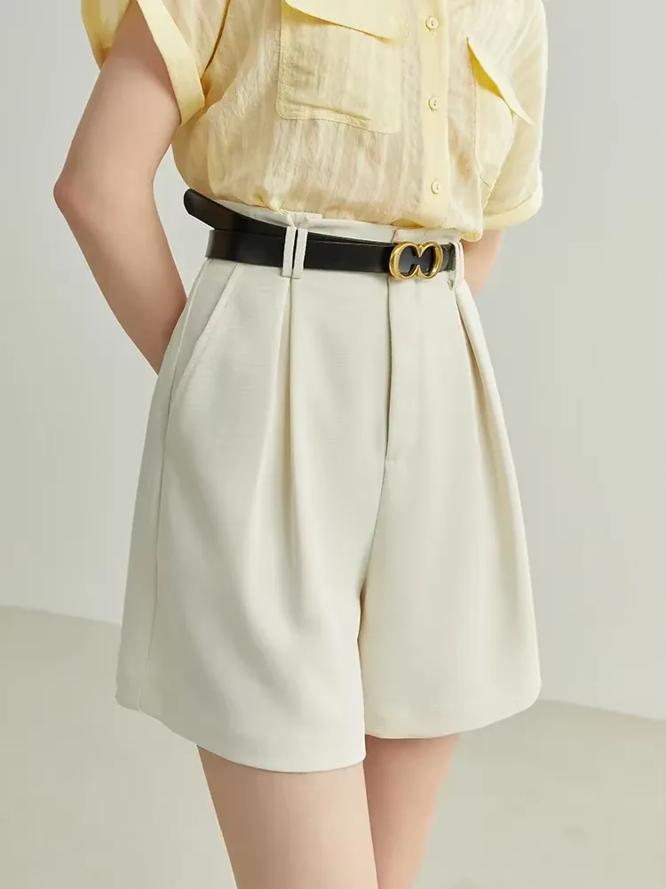 FSLE women casual shorts side view loose fit silhouette