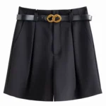 FSLE white shorts women back view high waist design