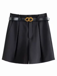 FSLE white shorts women back view high waist design